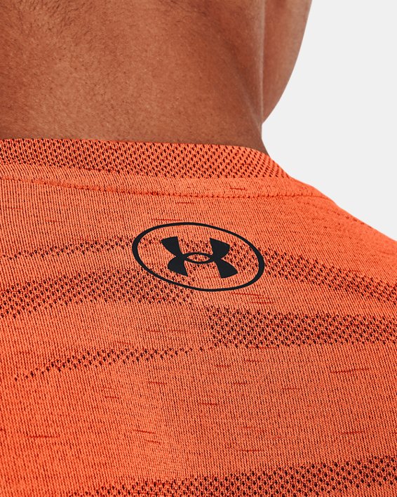 Men's UA Seamless Wave Short Sleeve in Orange image number 3